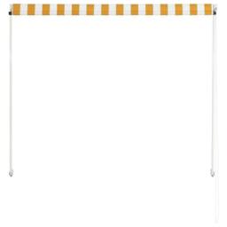 Berkfield Home Retractable Awning 100x150 cm Yellow & White - thumbnail 5