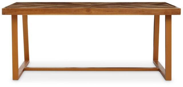 Orsina Natural Teak Wood Base Dining Table, Outdoor Dining Table for Garden, Picnic, Rectangle Dining Table - image 1