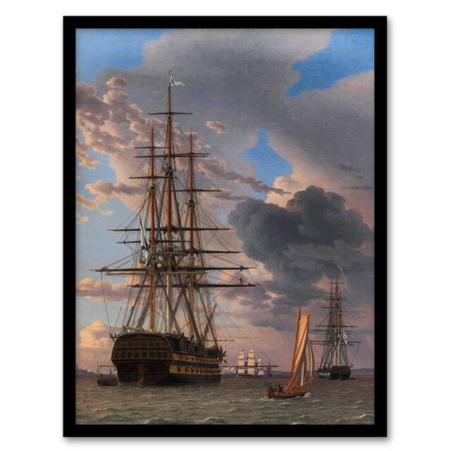 Artery8 CW Eckersberg The Russian Liner Asow & a Frigate Framed Art Print - Size: A4 - image 1
