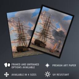 Artery8 CW Eckersberg The Russian Liner Asow & a Frigate Framed Art Print - Size: A4 - thumbnail 2