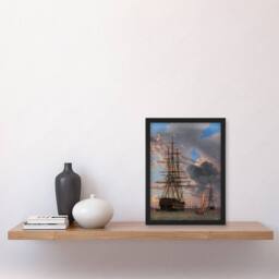 Artery8 CW Eckersberg The Russian Liner Asow & a Frigate Framed Art Print - Size: A4 - thumbnail 4