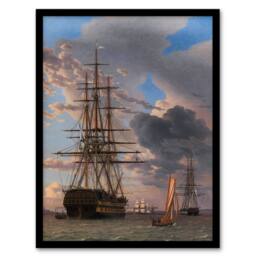 Artery8 CW Eckersberg The Russian Liner Asow & a Frigate Framed Art Print - Size: A4 - thumbnail 1