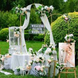 Hinsinc 6.6FT Large Metal Arch Wedding Party Backdrop Frame in Gold - Size: 0.6m2 - thumbnail 4