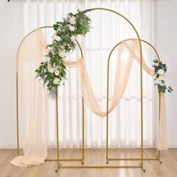 Hinsinc 6.6FT Large Metal Arch Wedding Party Backdrop Frame in Gold - Size: 0.6m2