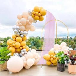 Hinsinc 6.6FT Large Metal Arch Wedding Party Backdrop Frame in Gold - Size: 0.6m2 - thumbnail 3