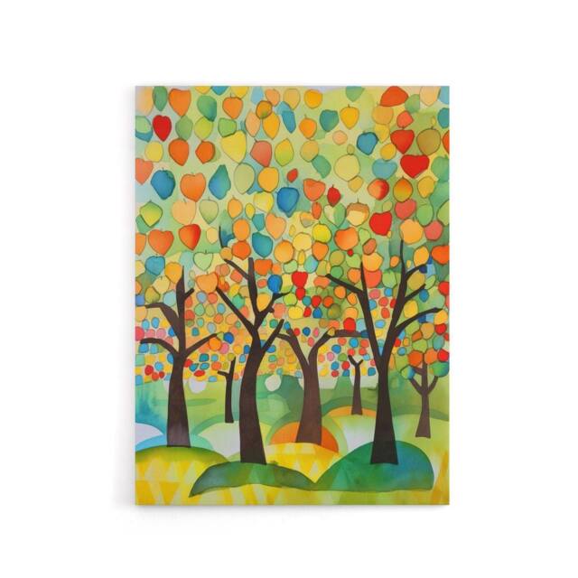 "Artery8 Apple Tree Orchard Abstract Folk Art Canvas Wall Art Print - Size: W24"" x H32""" - image 1