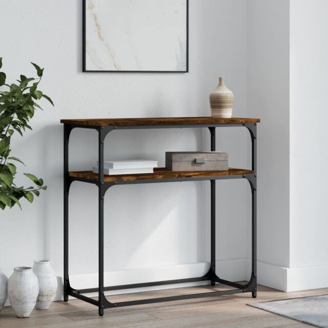 Berkfield Home Console Table Smoked Oak 75x35.5x75 cm Engineered Wood in Brown - image 1