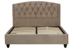 Orsina Compact Brushed Velvet Double Bed, Stylish Stud Detailed in Brown - thumbnail 5