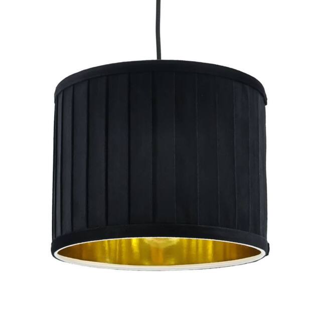 First Choice Lighting Sundance - Black Velvet Pleated 25cm Lamp Shade with Gold Inner - image 1