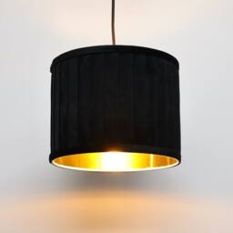 First Choice Lighting Sundance - Black Velvet Pleated 25cm Lamp Shade with Gold Inner - thumbnail 3