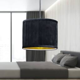 First Choice Lighting Sundance - Black Velvet Pleated 25cm Lamp Shade with Gold Inner - thumbnail 5