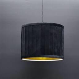 First Choice Lighting Sundance - Black Velvet Pleated 25cm Lamp Shade with Gold Inner - thumbnail 2