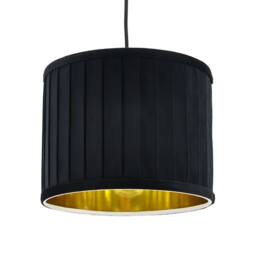 First Choice Lighting Sundance - Black Velvet Pleated 25cm Lamp Shade with Gold Inner - thumbnail 1
