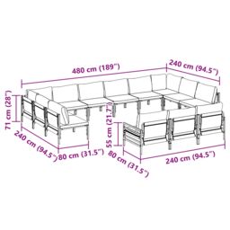 Berkfield Home Garden Sofa Set 13 pcs Anthracite Steel - thumbnail 9