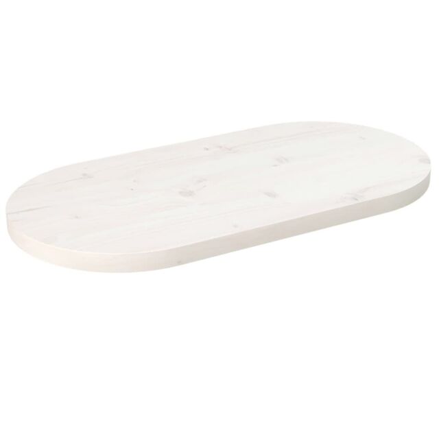 Berkfield Home Table Top White 70x35x2.5 cm Solid Wood Pine Oval - image 1