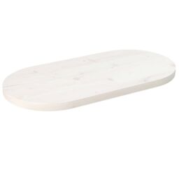 Berkfield Home Table Top White 70x35x2.5 cm Solid Wood Pine Oval - thumbnail 1