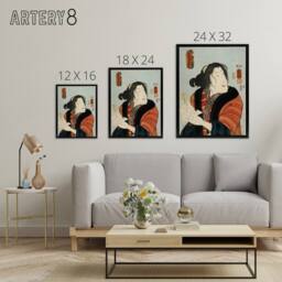 "Artery8 Courtesan Shiraito Vintage Japanese Kuniyoshi Framed Canvas Wall Art - Size: W12"" x H16""" - thumbnail 4