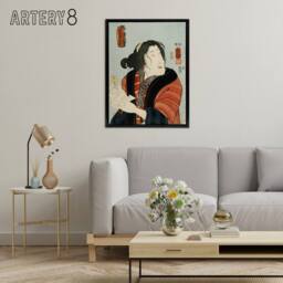 "Artery8 Courtesan Shiraito Vintage Japanese Kuniyoshi Framed Canvas Wall Art - Size: W12"" x H16""" - thumbnail 3
