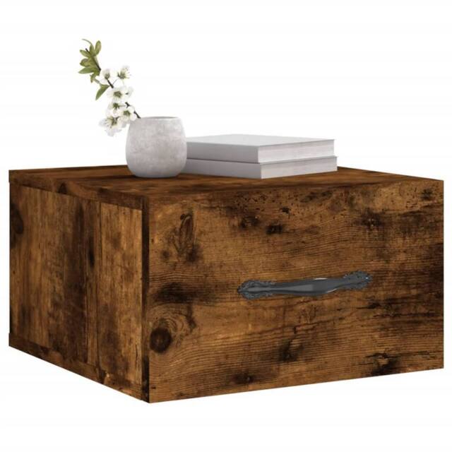 Berkfield Home Decorative Wall-mounted Bedside Cabinets 2 pcs Smoked Oak 35x35x20 cm in Brown - Size: 35 x 35 x 20 cm - image 1
