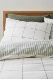 Bianca Brushed Regal Check Cotton Reversible Duvet Cover Set in Green - Size: Double - thumbnail 3