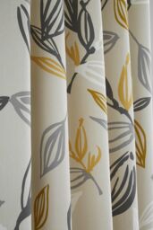 Fusion 'Ensley' 100% Cotton Botanical Print Pair of Eyelet Curtains in Mustard - Size: 168 cm width x 137 cm drop - thumbnail 4