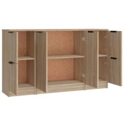 Berkfield Home Sideboards 3 pcs Sonoma Oak Engineered Wood in Light Brown - thumbnail 6