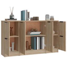 Berkfield Home Sideboards 3 pcs Sonoma Oak Engineered Wood in Light Brown - thumbnail 5