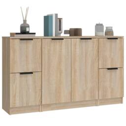 Berkfield Home Sideboards 3 pcs Sonoma Oak Engineered Wood in Light Brown - thumbnail 4