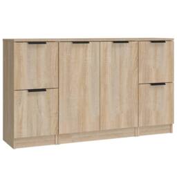 Berkfield Home Sideboards 3 pcs Sonoma Oak Engineered Wood in Light Brown - thumbnail 1