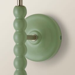 ValueLights Bobbins Pair of Pastel Wall Lights & Natural Linen Trim Lamp Shades in Pale Green - thumbnail 5