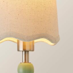 ValueLights Bobbins Pair of Pastel Wall Lights & Natural Linen Trim Lamp Shades in Pale Green - thumbnail 4