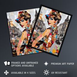 Artery8 Wall Art Print London Fashion 1960's Portrait In Downtown Street Collage Artwork Retro Floral Spring City Fashion Vibrant Colourful Bold Pop - thumbnail 2