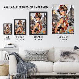 Artery8 Wall Art Print London Fashion 1960's Portrait In Downtown Street Collage Artwork Retro Floral Spring City Fashion Vibrant Colourful Bold Pop - thumbnail 3