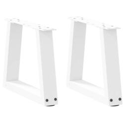 Berkfield Home Dining Table Legs V-Shape 2 pcs White 30x(30-31.3) cm Steel - thumbnail 2