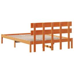 Berkfield Home Bed Frame with Headboard Wax Brown 160x200 cm Solid Wood Pine - thumbnail 9