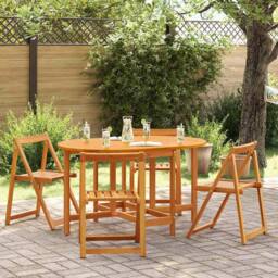 Berkfield Home Folding Butterfly Garden Table 110x60x72 cm Solid Wood Acacia Oval in Brown - Size: 110 x 60 x 72 cm - thumbnail 2