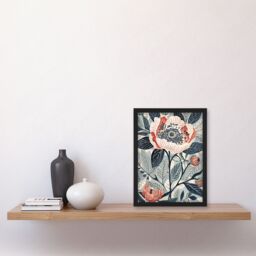 "Artery8 Blooming Peonies Blue Pink Floral Design Framed Art Print - Size: W12"" x H16""" - thumbnail 4