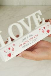 Personalised Memento Company Personalised Red Hearts Wooden Love Ornament in White - thumbnail 3