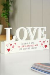 Personalised Memento Company Personalised Red Hearts Wooden Love Ornament in White - thumbnail 4