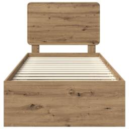 Berkfield Home Bed Frame Artisian Oak 100 x 200 cm Solid Pine Wood in Brown - thumbnail 7