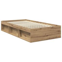 Berkfield Home Bed Frame Artisian Oak 100 x 200 cm Solid Pine Wood in Brown - thumbnail 5