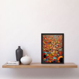 Artery8 Aerial African Abstract Africa Bright Colours Artwork Framed Wall Art Print A4 in Black - thumbnail 4