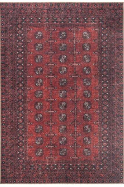 Kukoon Crimson Red Distressed Extra Large Rug 280cm x 370cm Machine Washable - Size: 280 cm x 370 cm