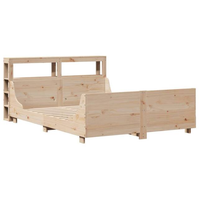 Berkfield Home Sleek Bed Frame without Mattress 140x200 cm Solid Wood Pine in Natural - image 1
