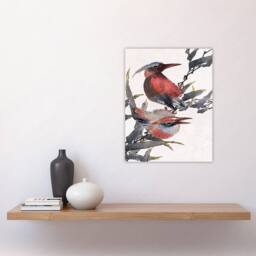"Artery8 Album of Sketches Birds 1841 Vintage Wall Art Print Hokusai in Red - Size: W24"" x H32""" - thumbnail 4