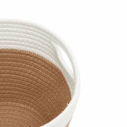 Berkfield Home Storage Baskets 2 pcs Brown & White √ò24x18 cm Cotton - Size: 24x18 cm - thumbnail 7