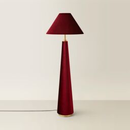 ValueLights Martha Velvet Midi Floor Lamp with Conical Velvet Lamp Shade in Burgundy - thumbnail 6