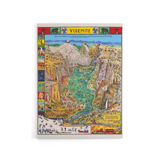 "Artery8 Map Mora 1931 Yosemite Valley Canvas Wall Art Print - Size: W18"" x H24""" - image 1