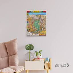 "Artery8 Map Mora 1931 Yosemite Valley Canvas Wall Art Print - Size: W18"" x H24""" - thumbnail 3
