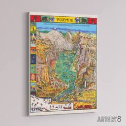 "Artery8 Map Mora 1931 Yosemite Valley Canvas Wall Art Print - Size: W18"" x H24""" - thumbnail 2